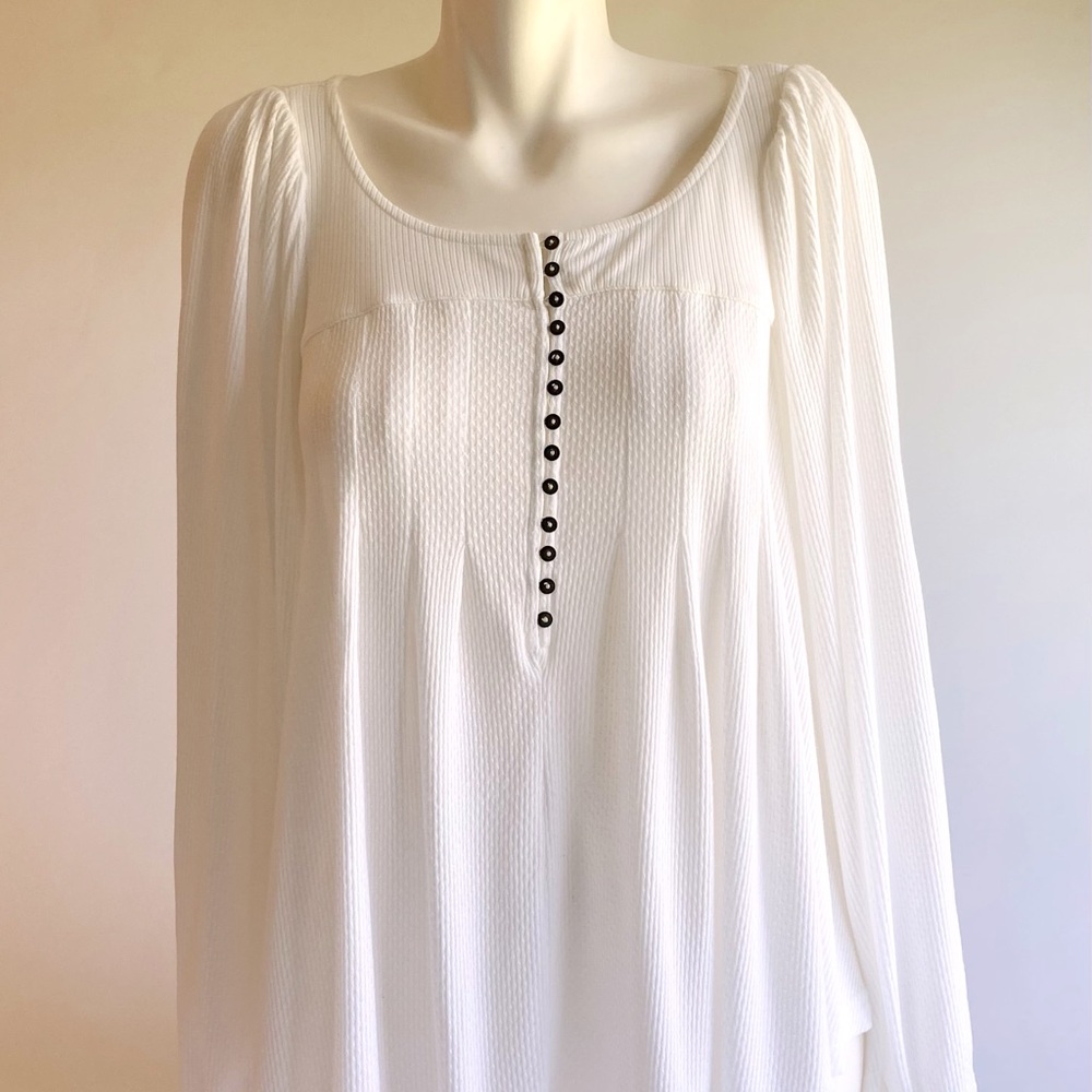 New Free People White Viscose Polyester Long Sleeve Blouse size S
